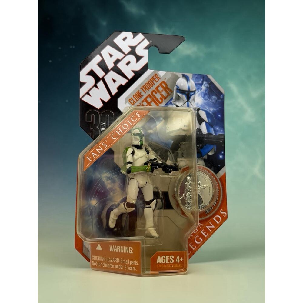 Hasbro Star Wars Saga Legends Clone Trooper Officer Green 30th Anniversary 2007